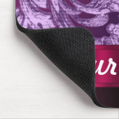 Mauve damast bloemmotief op magenta muismat (Hoek)