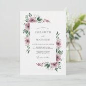 Mauve Delicate Fine Art Bruiloft Kaart (Staand voorkant)