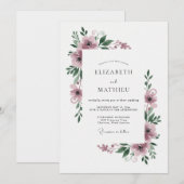 Mauve Delicate Fine Art Bruiloft Kaart (Voorkant / Achterkant)