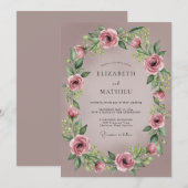 Mauve Delicate Romantic Wedding Kaart (Voorkant / Achterkant)