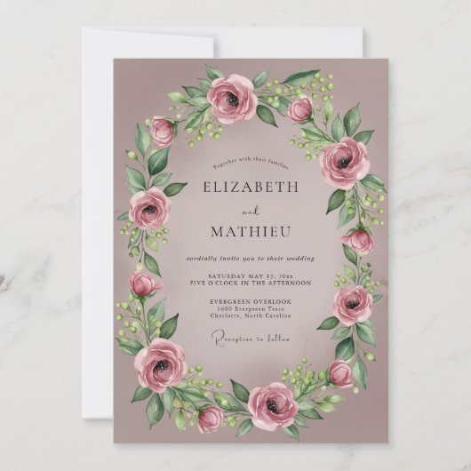 Mauve Delicate Romantische Bruiloft Kaart (Voorkant)