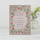 Mauve Delicate Romantische Bruiloft Kaart (Staand voorkant)