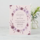 Mauve Delicate Watercolor Bruiloft Kaart (Staand voorkant)