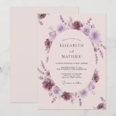 Mauve Delicate Watercolor Bruiloft Kaart (Voorkant / Achterkant)