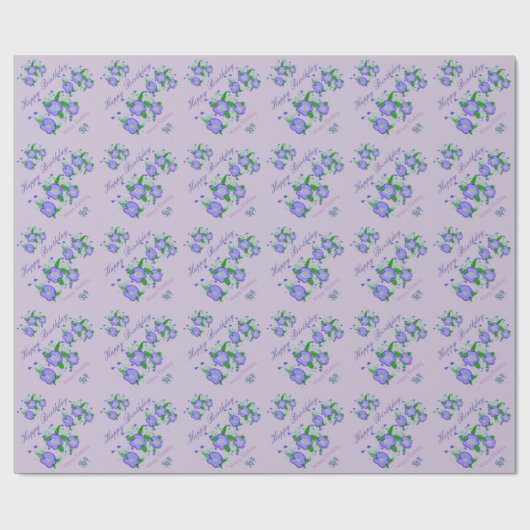 Mauve Designer Bloemen Verjaardagspapier Cadeaupapier (Vlak)