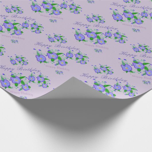  Mauve Designer Bloemen Verjaardagspapier Cadeaupapier (Hoek)