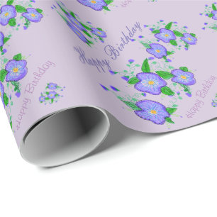  Mauve Designer Bloemen Verjaardagspapier Cadeaupapier