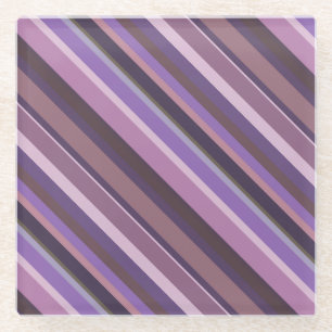 Mauve diagonale strepen glazen onderzetter