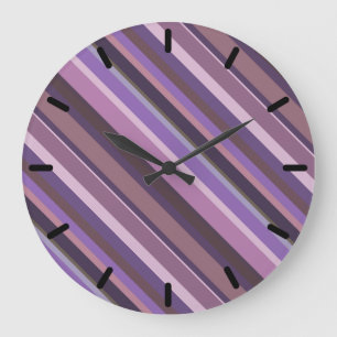 Mauve diagonale strepen grote klok
