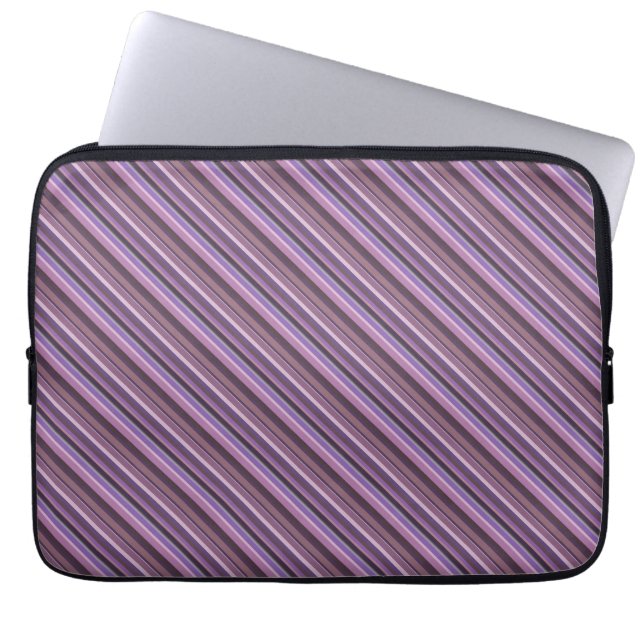 Mauve diagonale strepen laptop sleeve (Voorkant)