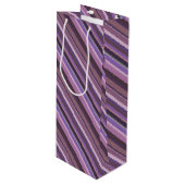 Mauve diagonale strepen wijn cadeautas (Voorkant Gekanteld)