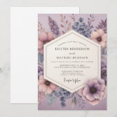 Mauve Dromerige Bloemige Bruiloft Kaart (Voorkant / Achterkant)