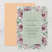 Mauve Dromerige Botanische Bruiloft Kaart (Voorkant / Achterkant)