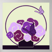 Mauve Druif Paarse Boeket & Vlinders Vierkant Poster (Voorkant)