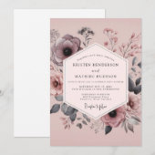 Mauve Duskbloom Wedding Kaart (Voorkant / Achterkant)