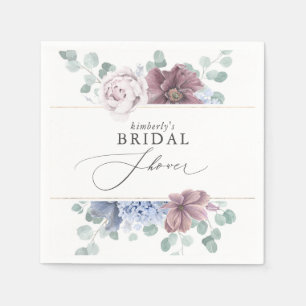 Mauve Dusty Blue Floral Baby shower Vrijgezellenfe Servet