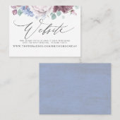 Mauve Dusty Blue Floral Bruiloft Website Kaart Visitekaartje (Voorkant / Achterkant)