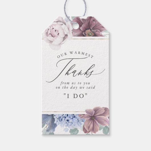 Mauve Dusty Blue Flowers Elegant Bedankt Cadeaulabel (Voorkant)