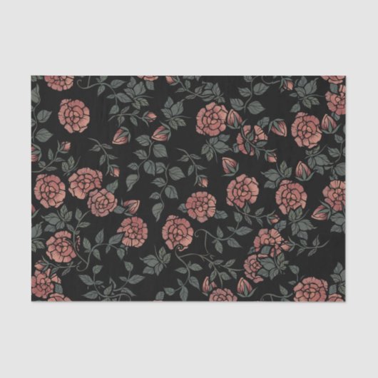 Mauve Dusty Floral Pattern Flowers Tissuepapier (Voorkant)