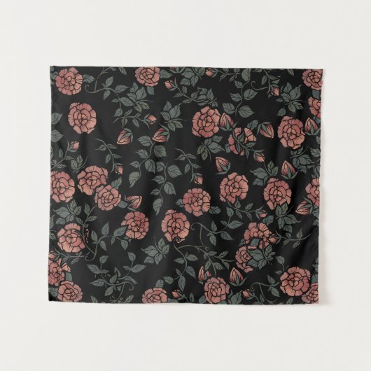 Mauve Dusty Floral Pattern Flowers Wandkleed (Voorkant (horizontaal))