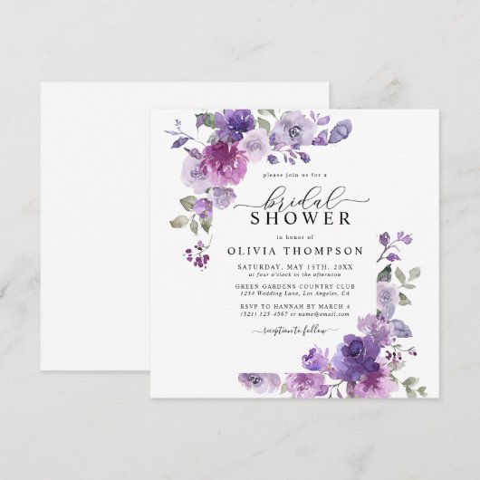 Mauve Dusty Lila Paars Floral Vrijgezellenfeest Kaart (Voorkant / Achterkant)