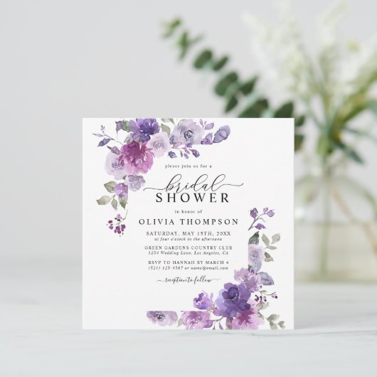 Mauve Dusty Lila Paars Floral Vrijgezellenfeest Kaart (Staand voorkant)