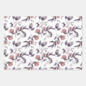 Mauve, Dusty Paars, Blush Pink Flowers Leaves Inpakpapier Vel (Voorkant 3)