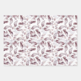 Mauve, Dusty Paars, Blush Pink Flowers Leaves Inpakpapier Vel