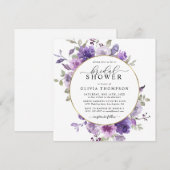 Mauve Dusty Paars Floral SilverFoil Vrijgezellenfe Kaart (Voorkant / Achterkant)