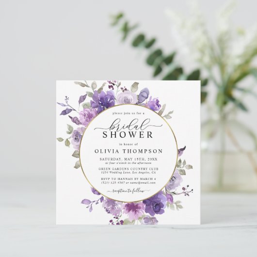Mauve Dusty Paars Floral SilverFoil Vrijgezellenfe Kaart (Staand voorkant)