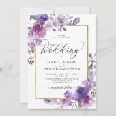 Mauve Dusty Paars Lila Floral Gold Foil Wedding Kaart (Voorkant)
