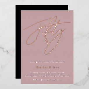 Mauve Dusty Pink 50th Birthday Party Roos Gold Folie Uitnodiging
