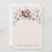 Mauve Dusty Roos Khaki Floral Wedding Invitation Kaart (Achterkant)