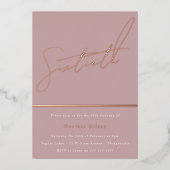 Mauve Dusty Roos Pink 60th Birthday Party Golden Folie Uitnodiging (Voorkant)