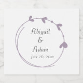 Mauve eenvoudige hart krans bruiloft sparkling wijnetiket (Enkel label)