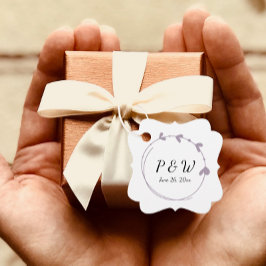 Mauve Eenvoudige Hart Krans Monogram Trouwen Bedankjes Labels