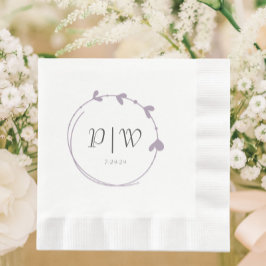 Mauve Eenvoudige Hart Krans Monogram Trouwen Servet