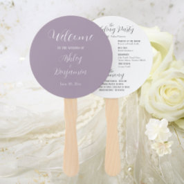 Mauve eenvoudige huwelijksceremonie programma handwaaier