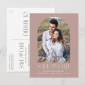 Mauve | Eenvoudige moderne boogfoto Save the Date Aankondigingskaart (Voorkant / Achterkant)