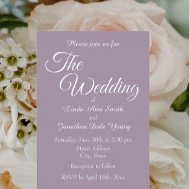 Mauve eenvoudige stijl bruiloft folie uitnodiging