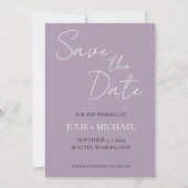 Mauve eenvoudige stijl bruiloft save the date (Voorkant)