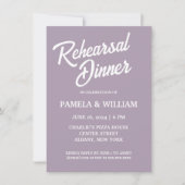 Mauve Eenvoudige Stijl Wedding Repetitie Diner Kaart (Voorkant)