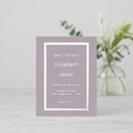 Mauve Eenvoudige Trouwkaart 'Save The Date' Zilver Folie Uitnodiging Briefkaart