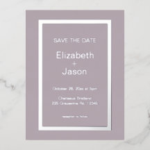 Mauve Eenvoudige Trouwkaart 'Save The Date' Zilver