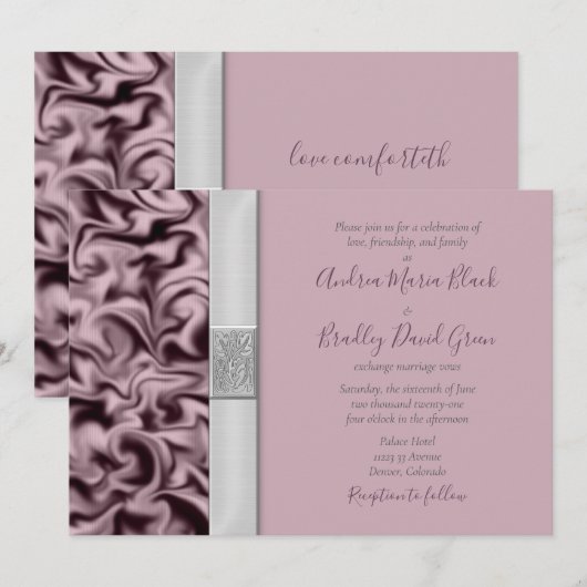 Mauve Eggplant Paars Wedding Kaart (Voorkant / Achterkant)