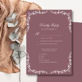 Mauve Elegant  Bloemen Bruiloft RSVP Kaartje