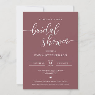 Mauve Elegant Bridal Shower Invitation Kaart