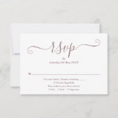 Mauve Elegant Bruiloftschrift RSVP Kaartje (Voorkant)