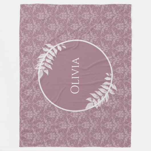 Mauve Elegant Damask - Aangepaste fleece Blanket (Voorkant)