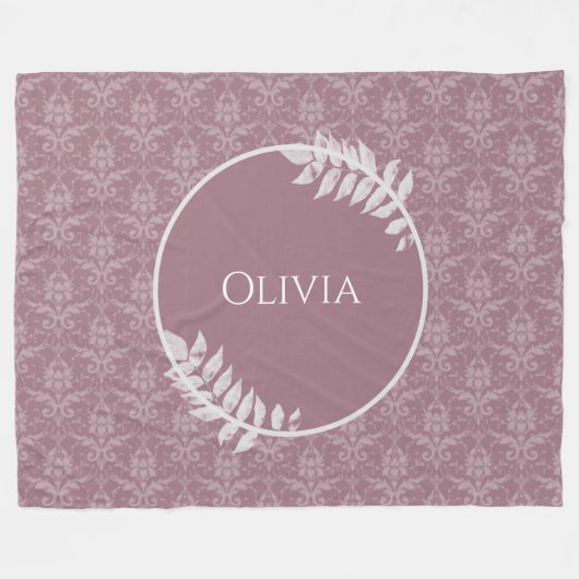 Mauve Elegant Damask - Aangepaste fleece Blanket (Voorkant (Horizontaal))